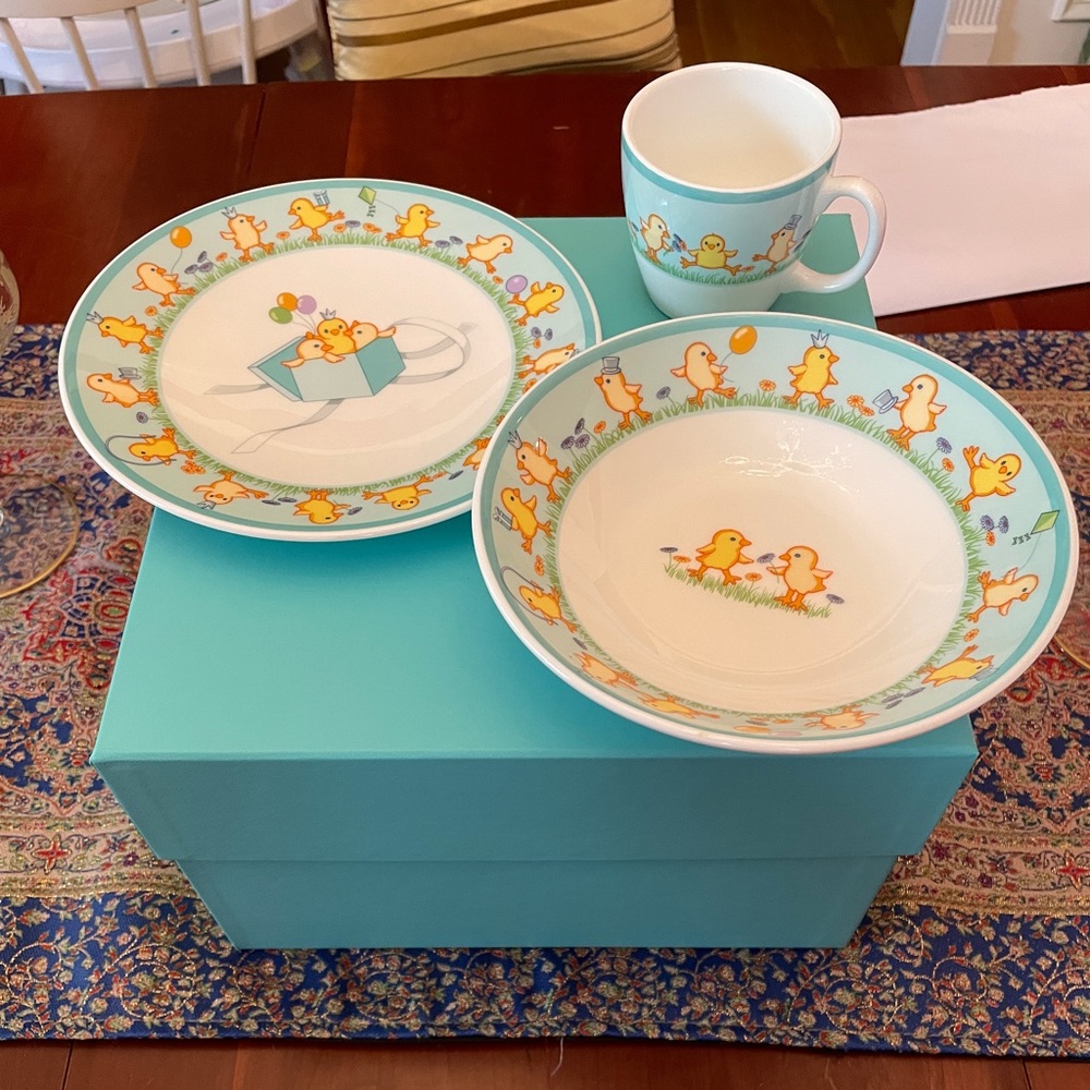 Tiffany Baby Set China in Chick Pattern with Box!